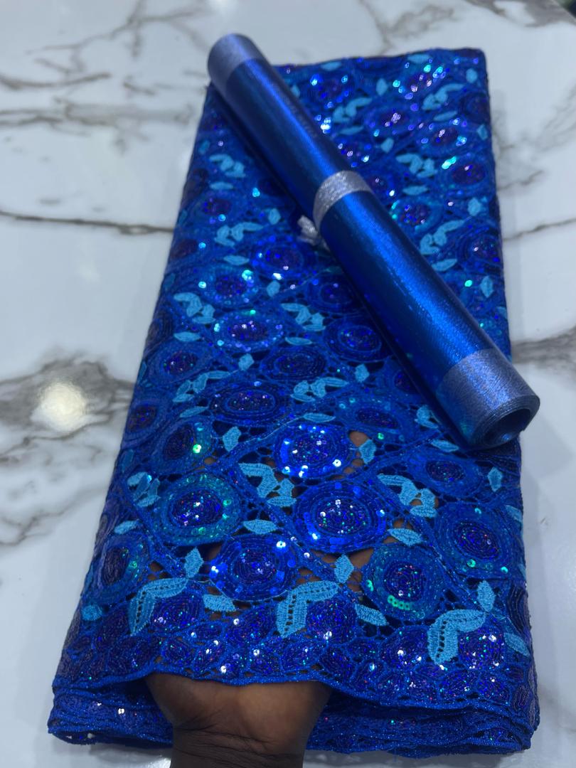 Lace Lace(Aso ebi) with different colours 5 yards - Image 5