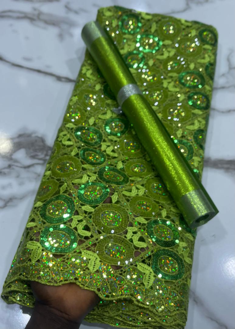 Lace Lace(Aso ebi) with different colours 5 yards - Image 4