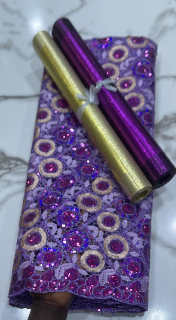 Lace Lace(Aso ebi) with different colours 5 yards - Image 2