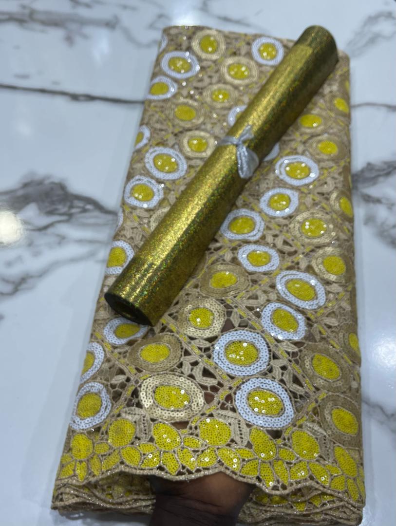 Lace Lace(Aso ebi) with different colours 5 yards - Image 3