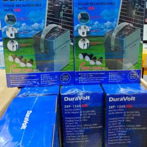 Duravolt Solar Rechargeable Fan with 4 Bulbs