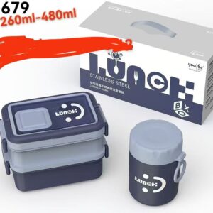 2 layers insulated food flask with extra cup