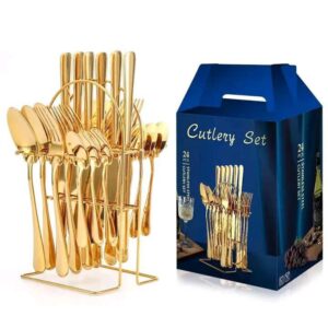 24 PC's Gold cutlery Heavy steel with Gold plated