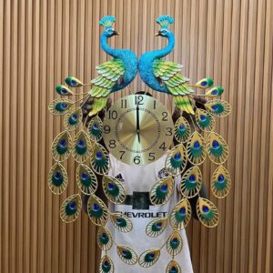 Double head peacock wall clock